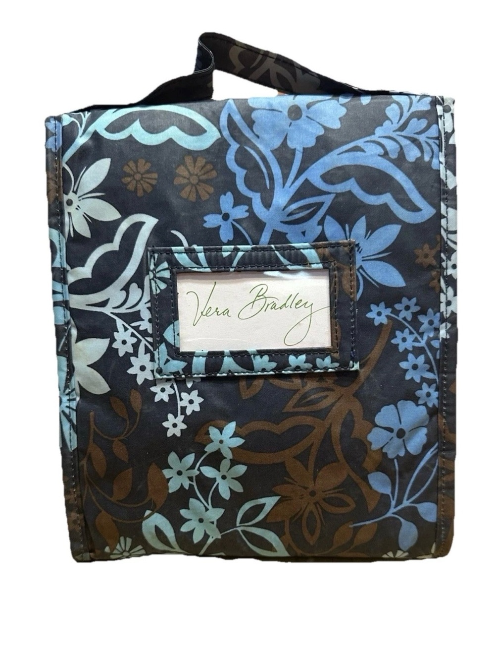 Vera Bradley Insulated Lunch Bag Tote Blue Brown Floral Retired Pattern Handle